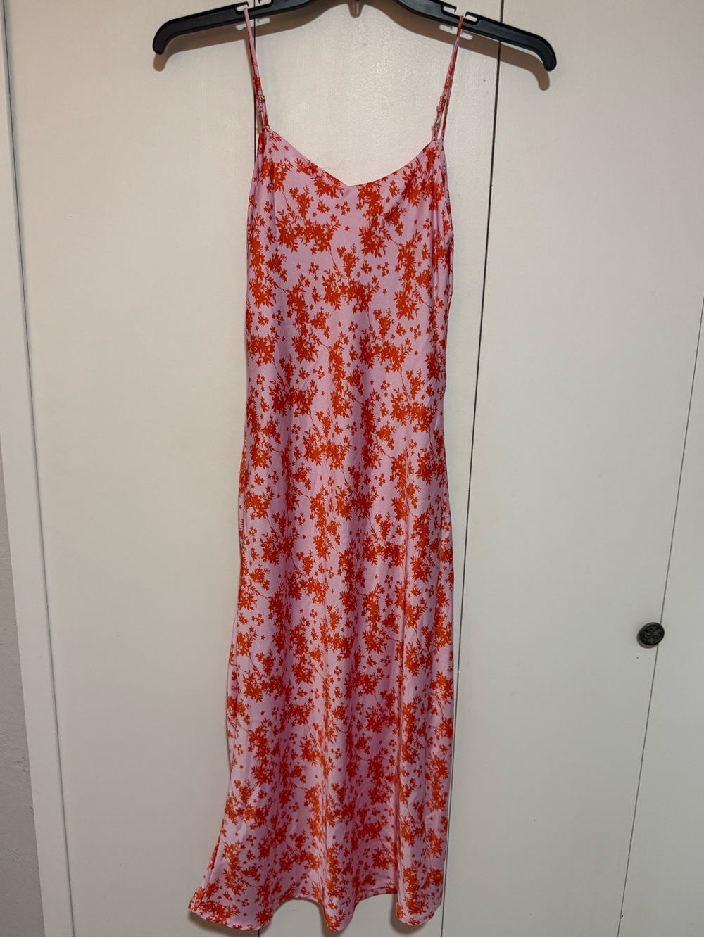 All in Favor Midi Floral Slip Dress pink orange ditzy size XS - Picture 4 of 5